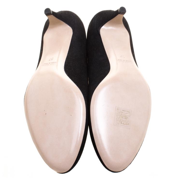 Pre Owned Miu Miu Black Suede Pumps Size 37