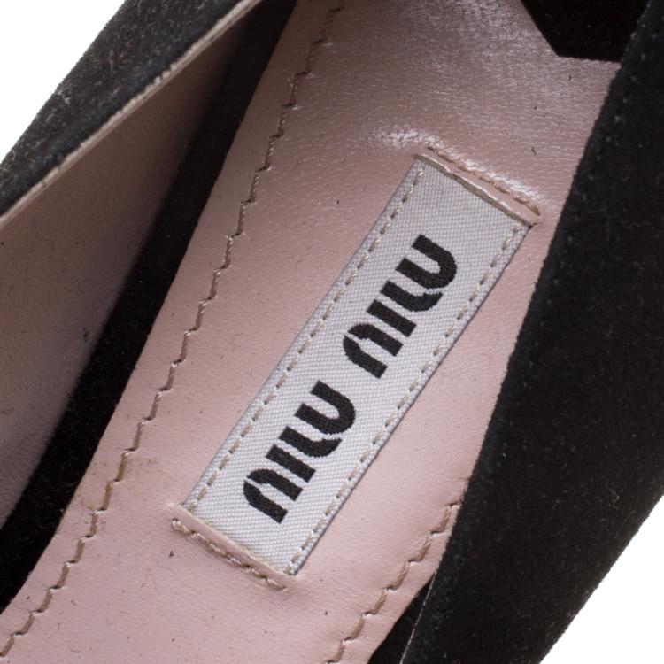 Pre Owned Miu Miu Black Suede Pumps Size 37