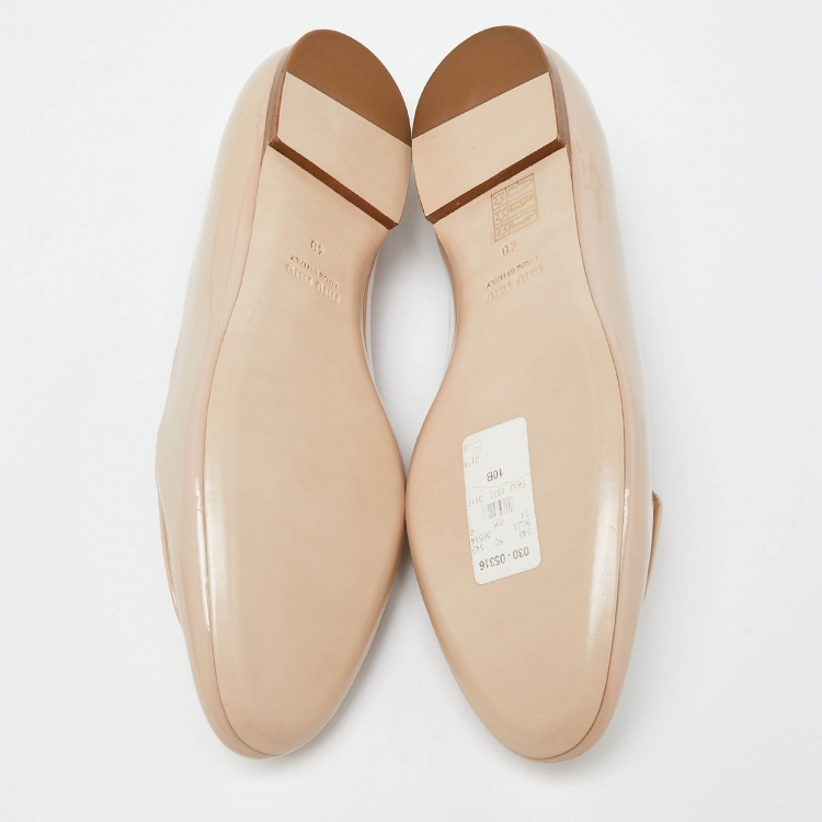 Pre Owned Miu Miu Beige Patent Leather and PVC Ballet Flats Size 40