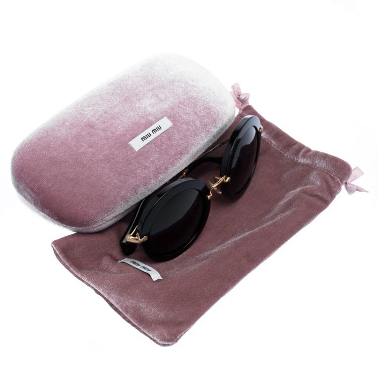 Pre Owned Miu Miu Black SMU 13N Round Sunglasses