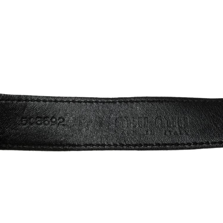 Pre Owned Miu Miu Black Leather Chain Link Belt 85cm