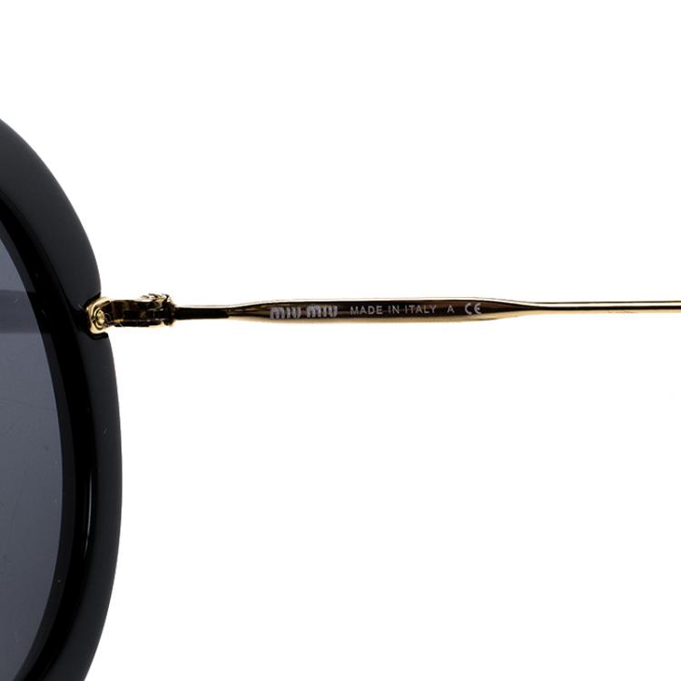 Pre Owned Miu Miu Black/Gold SMU13N Round Sunglasses