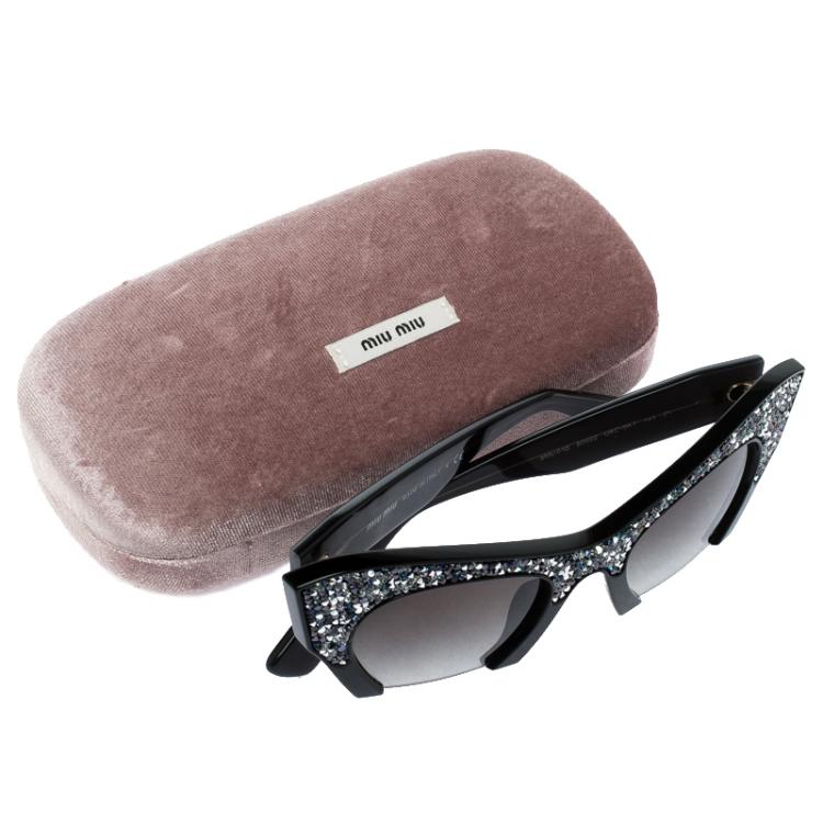 Pre Owned Miu Miu Crystal Embellished SMU 01Q Cut Out Sunglasses