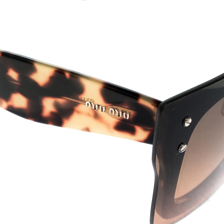 Pre Owned Miu Miu Brown Tortoise SMU 04R Butterfly Sunglasses