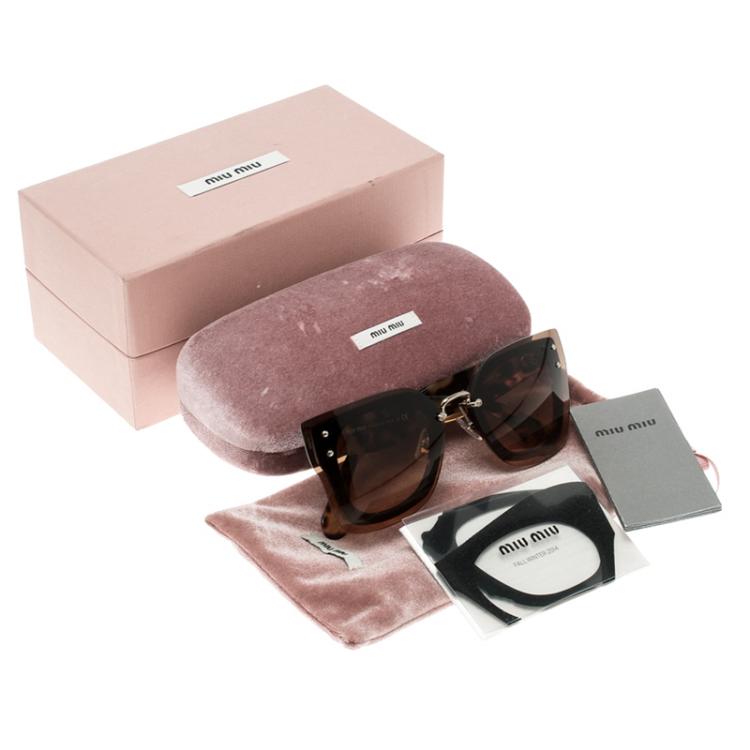 Pre Owned Miu Miu Brown Tortoise SMU 04R Butterfly Sunglasses