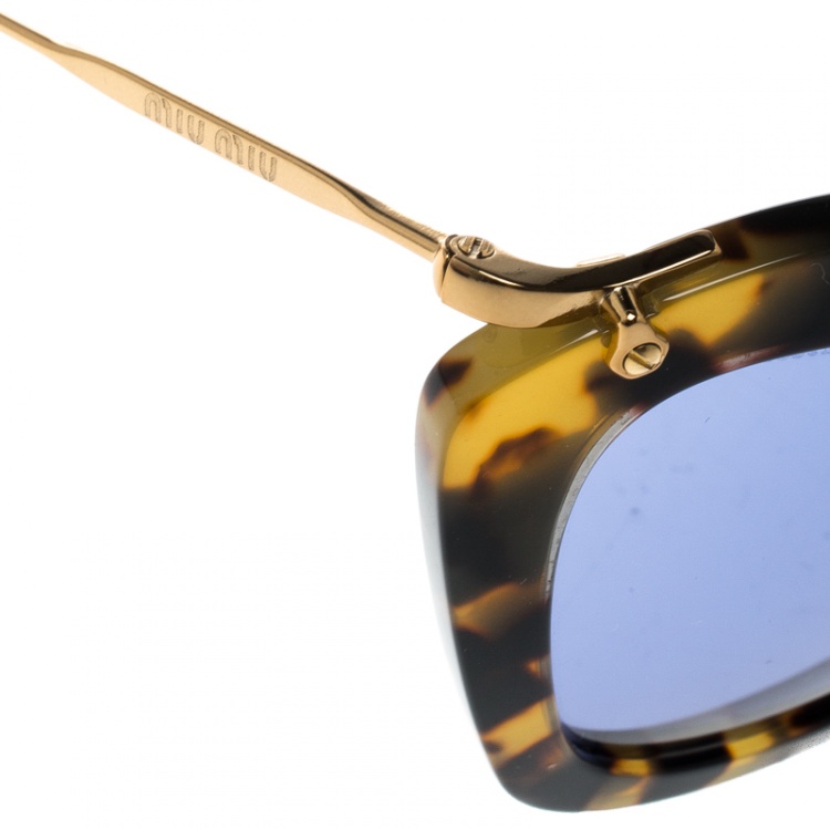 Pre Owned Miu Miu Tortoise/Blue SMU10N Cat Eye Sunglasses