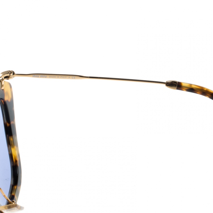 Pre Owned Miu Miu Tortoise/Blue SMU10N Cat Eye Sunglasses