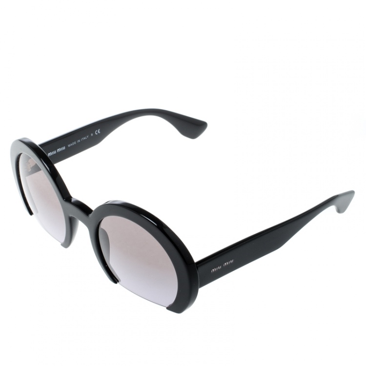 Pre Owned Miu Miu Black SMU07G Round Cut Out Sunglasses