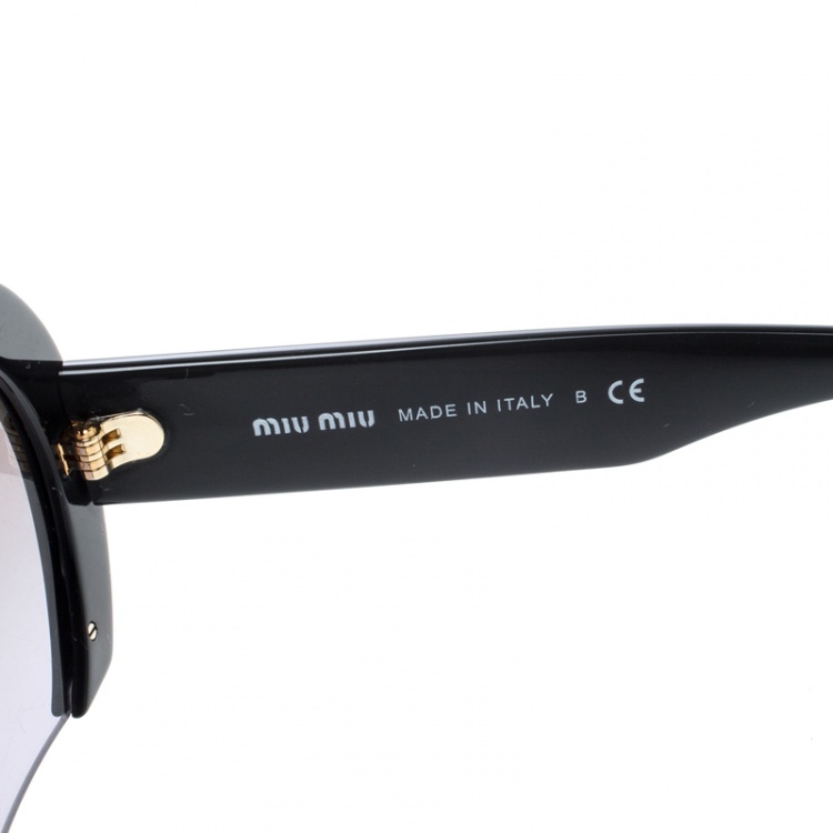 Pre Owned Miu Miu Black SMU07G Round Cut Out Sunglasses