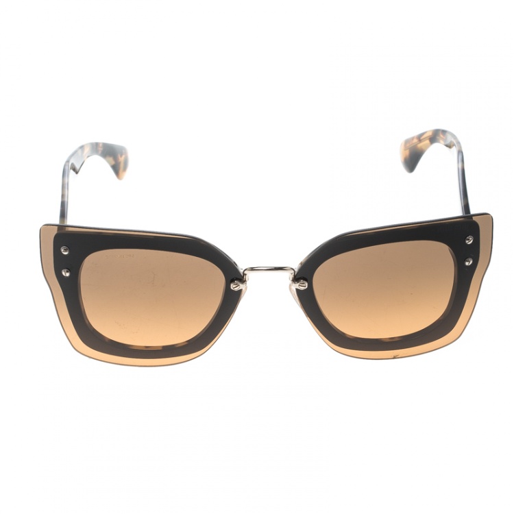 Pre Owned Miu Miu Brown Tortoise SMU 04R Butterfly Sunglasses