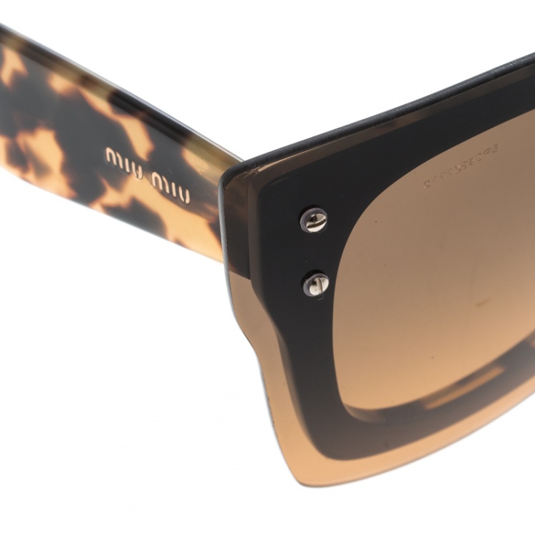 Pre Owned Miu Miu Brown Tortoise SMU 04R Butterfly Sunglasses