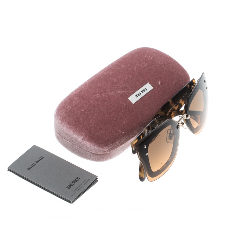 Pre Owned Miu Miu Brown Tortoise SMU 04R Butterfly Sunglasses