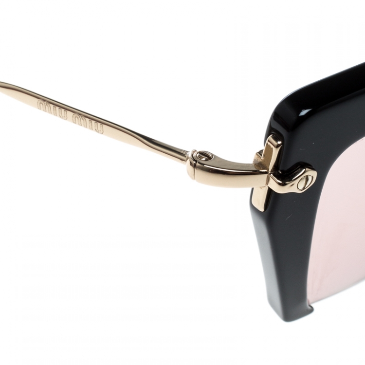 Pre Owned Miu Miu Pink/Black SMU10Q Rasoir Half Rim Sunglasses