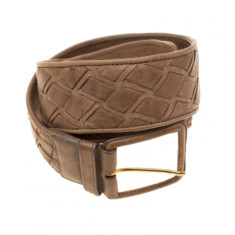 Pre Owned Miu Miu Woven Leather Belt Size 80CM