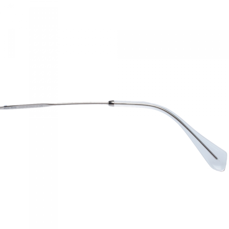Pre Owned Miu Miu Matte Grey/ Silver Mirrored SMU53R Cat Eye Sunglasses 