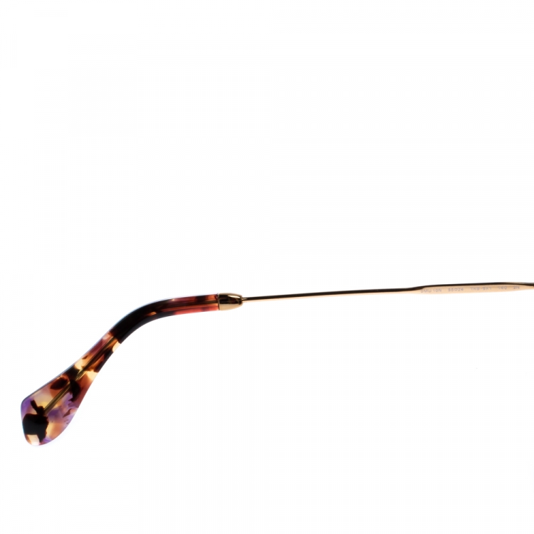 Pre Owned Miu Miu Gold/Pink SMU 10N Glitter Effect Cateye Sunglasses