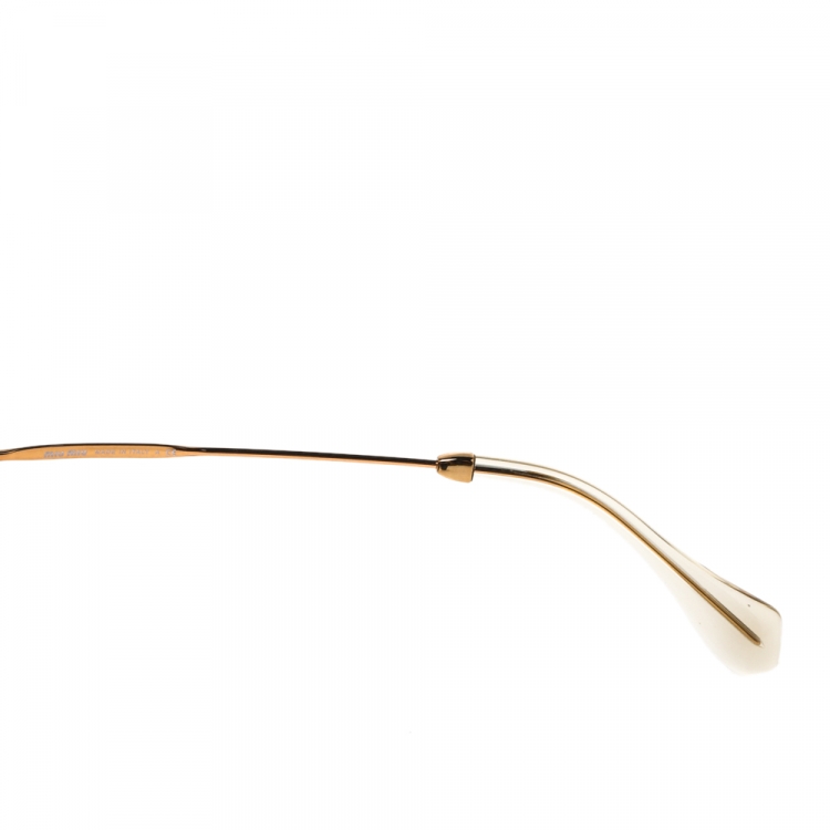 Pre Owned Miu Miu Gold Shimmer Inlay/ Grey Smu 10N Cat Eye Sunglasses