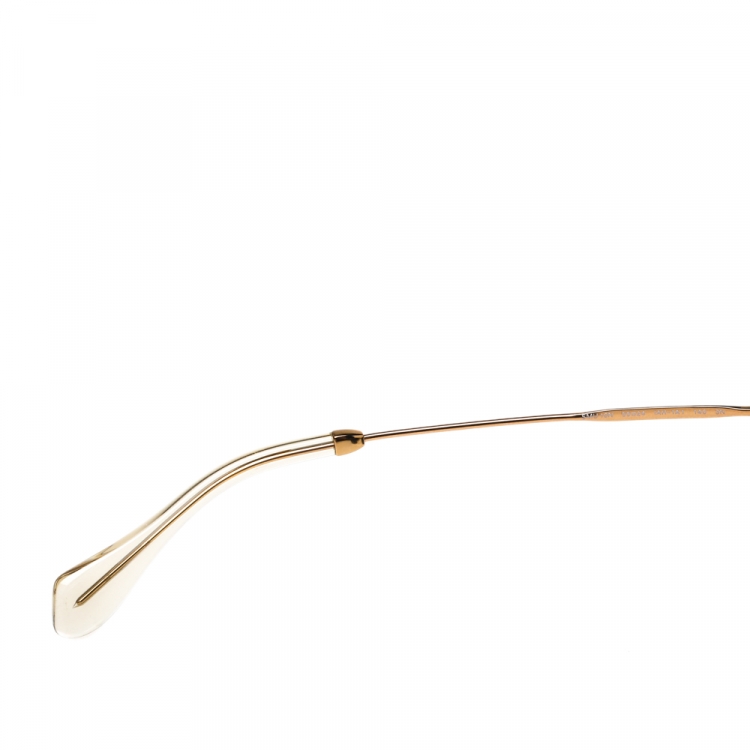 Pre Owned Miu Miu Gold Shimmer Inlay/ Grey Smu 10N Cat Eye Sunglasses