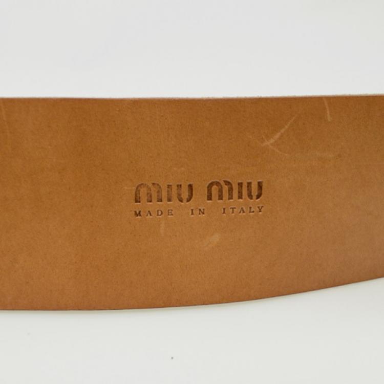 Pre Owned Miu Miu Cream Suede Waist Belt Size 75 CM
