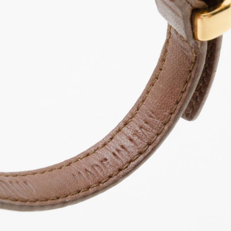 Pre Owned Miu Miu Leather Bracelet with Gold heart Charm