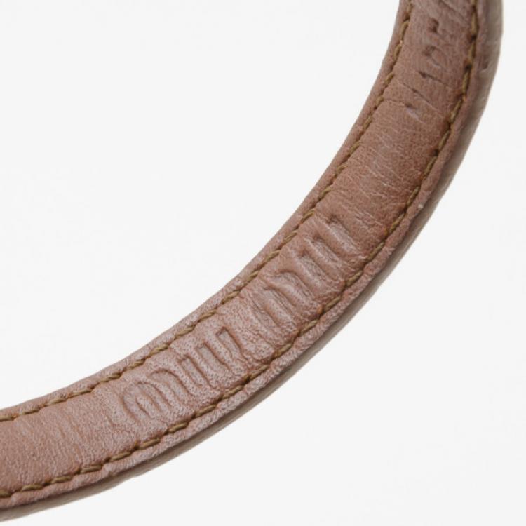 Pre Owned Miu Miu Leather Bracelet with Gold heart Charm