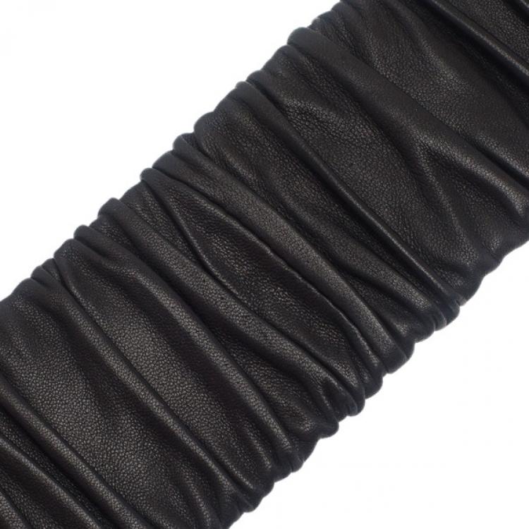 Pre Owned Miu Miu Black Leather Waist Belt 90CM