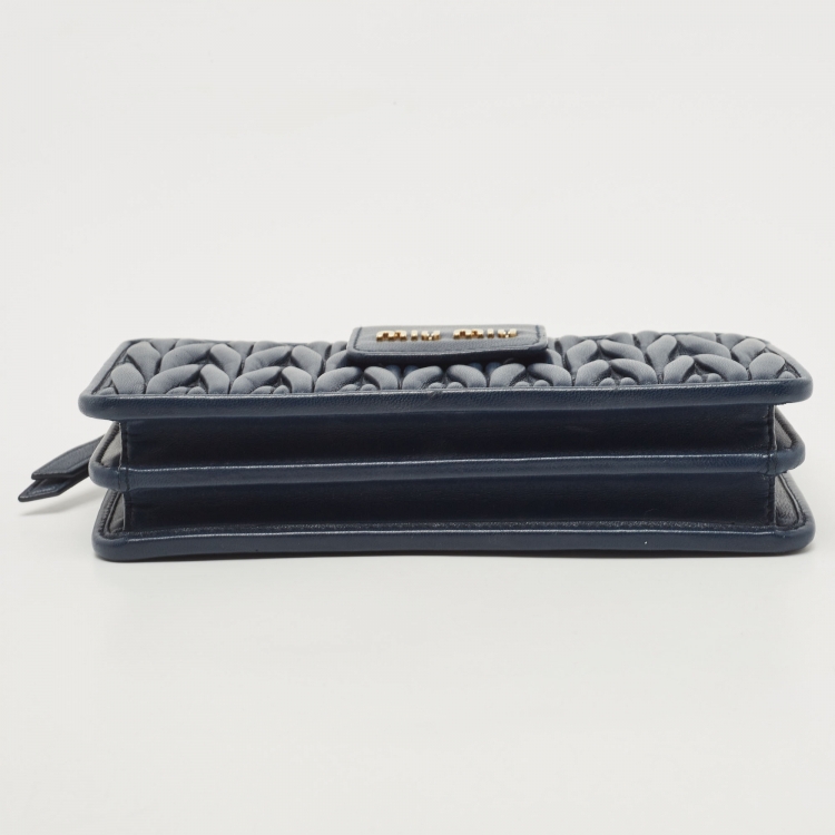 Pre Owned Miu Miu Navy Blue Leather Phone Crossbody Bag