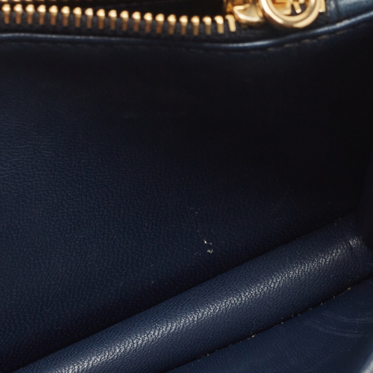 Pre Owned Miu Miu Navy Blue Leather Phone Crossbody Bag