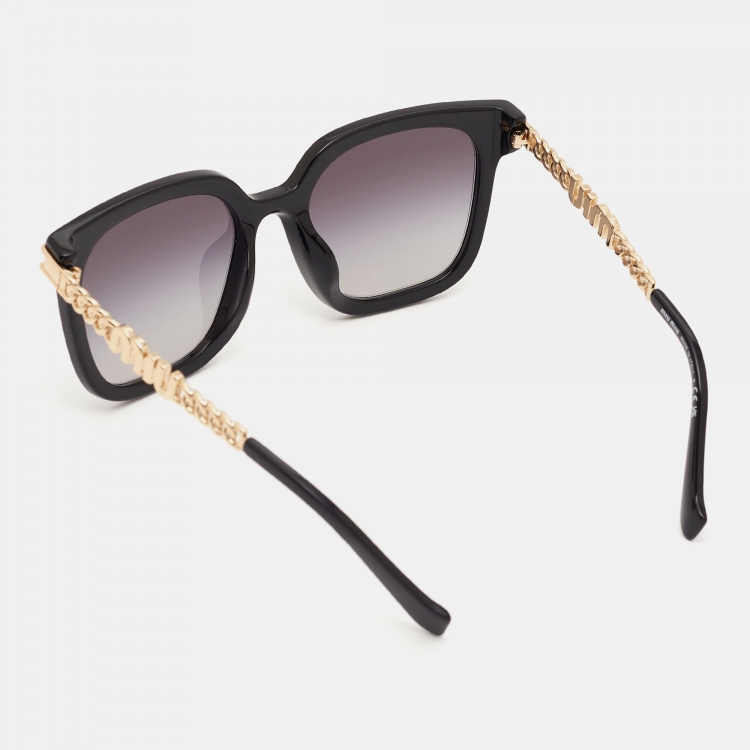 Pre Owned Miu Miu Black/Gold Gradient SMU13W Square Sunglasses
