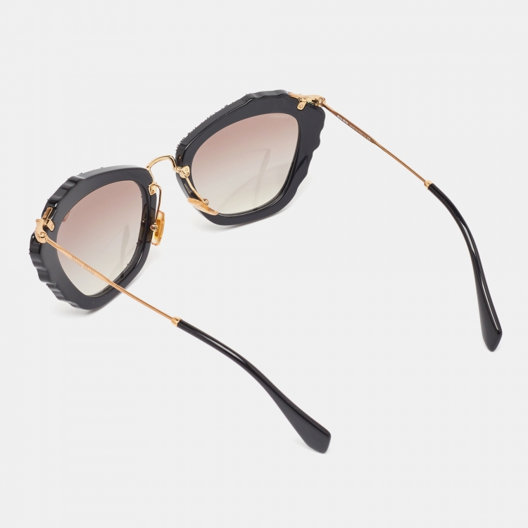 Pre Owned Miu Miu Black Gradient SMU 04Q Embellished Cat Eye Sunglasses