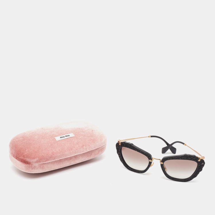 Pre Owned Miu Miu Black Gradient SMU 04Q Embellished Cat Eye Sunglasses
