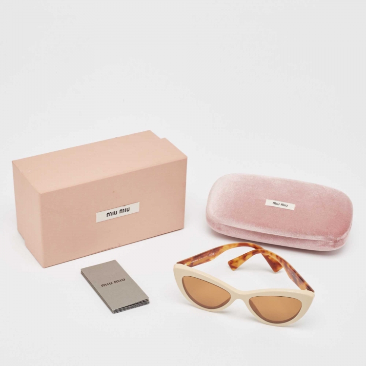 Pre Owned Miu Miu Brown/Beige SMU04Y Cat Eye Sunglasses