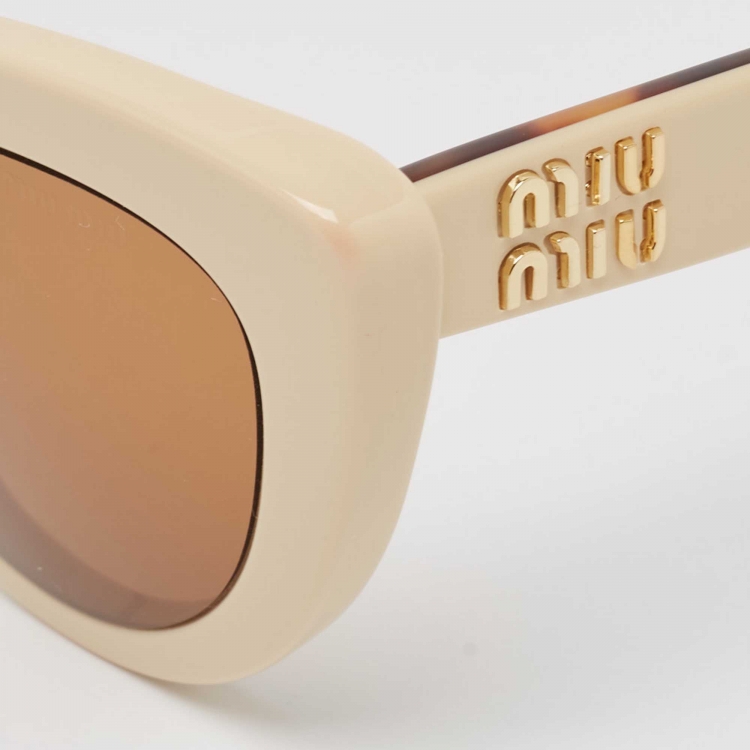 Pre Owned Miu Miu Brown/Beige SMU04Y Cat Eye Sunglasses
