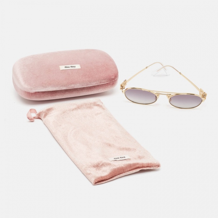 Pre Owned Miu Miu Gold/Black Gradient SMU54Z Oval Sunglasses