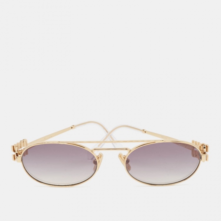 Pre Owned Miu Miu Gold/Black Gradient SMU54Z Oval Sunglasses