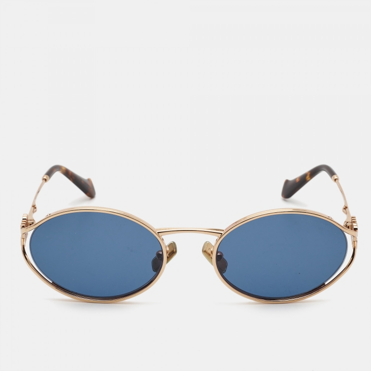 Pre Owned Miu Miu Blue/Gold Tinted SMU 52Y Oavel Sunglasses