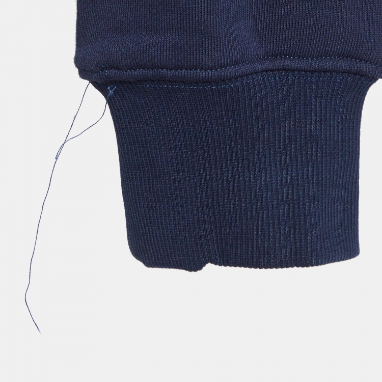 Pre Owned Miu Miu Navy Blue Logo Embellished Knit Layered Crop Sweatshirt XS