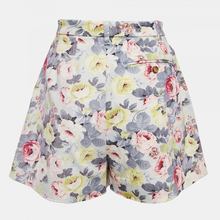 Pre Owned Miu Miu Multicolor Floral Print Cotton Shorts S