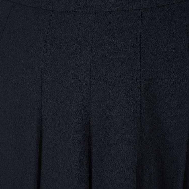 Pre Owned Miu Miu Navy Blue Scallop Hem Detail Pleated Flared Skirt S