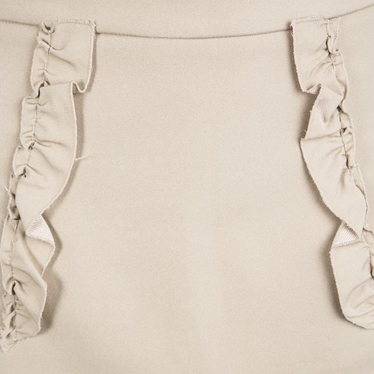 Pre Owned Miu Miu Beige Ruffle Detail Pencil Skirt S