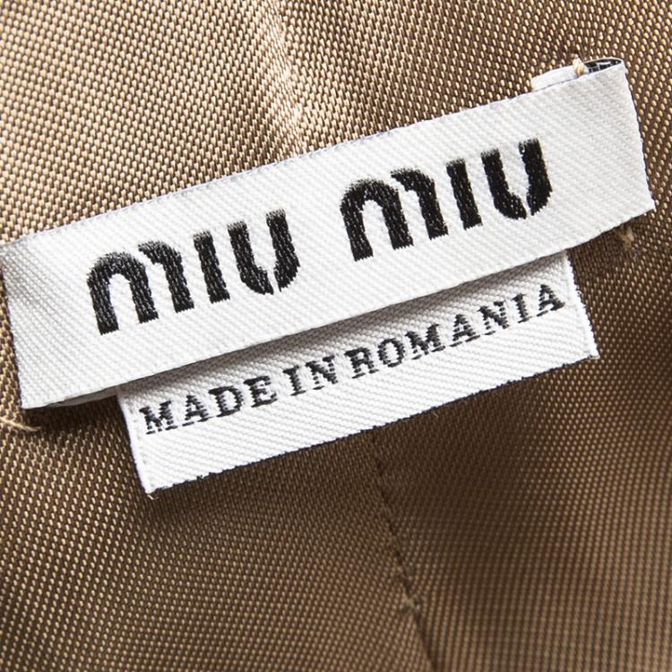 Pre Owned Miu Miu Brown Camel Skin Double Breasted Long Coat M