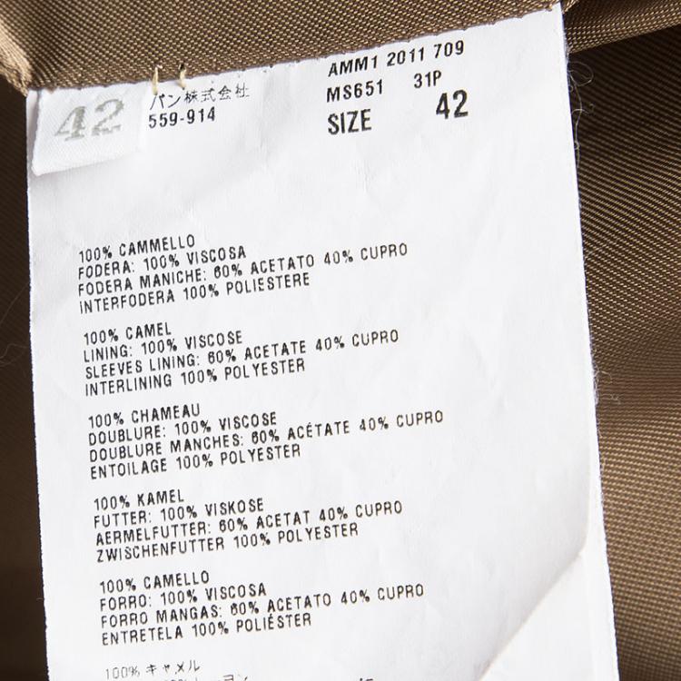 Pre Owned Miu Miu Brown Camel Skin Double Breasted Long Coat M