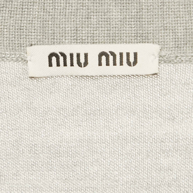 Pre Owned Miu Miu Grey Cashmere Knit Crop Cardigan S