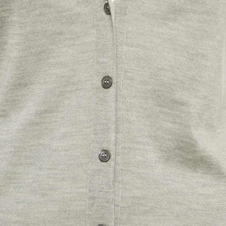Pre Owned Miu Miu Grey Cashmere Knit Crop Cardigan S