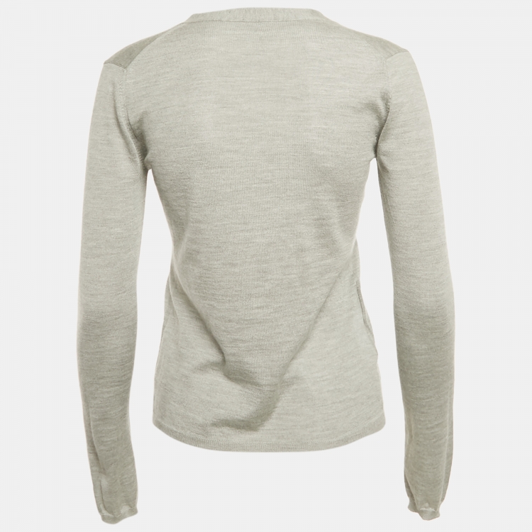 Pre Owned Miu Miu Grey Cashmere Knit Crop Cardigan S