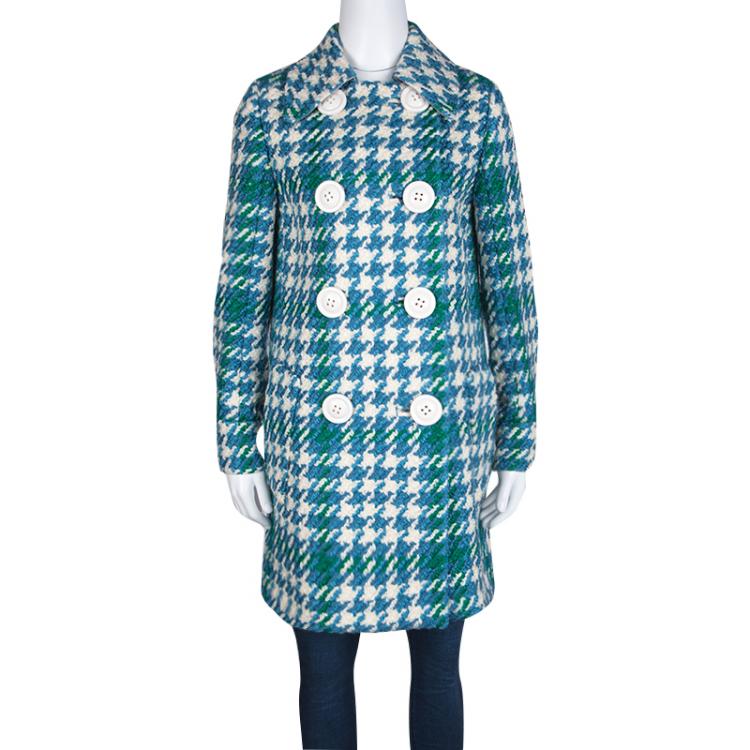 Pre Owned Miu Miu Multicolor Chunky Textured Wool Double Breasted Overcoat S