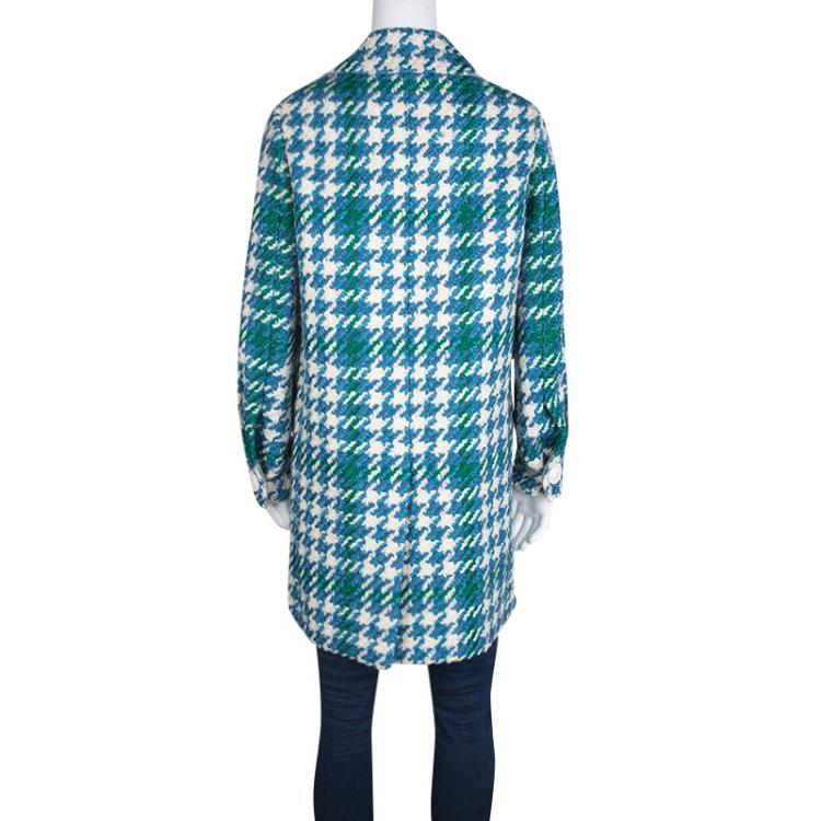 Pre Owned Miu Miu Multicolor Chunky Textured Wool Double Breasted Overcoat S