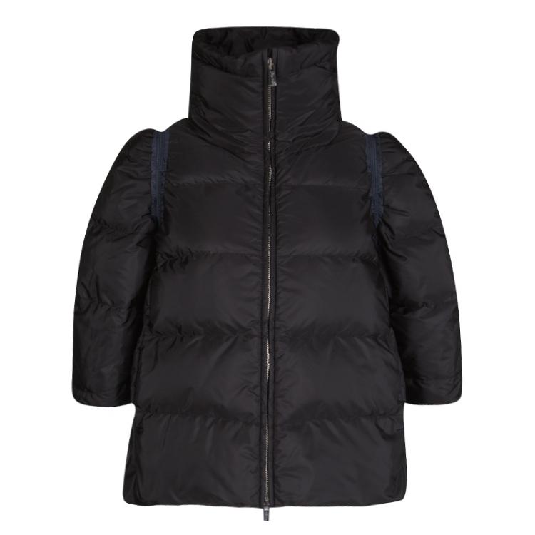 Pre Owned Miu Miu Black Quilted Short Sleeve Zip Front Down Jacket S