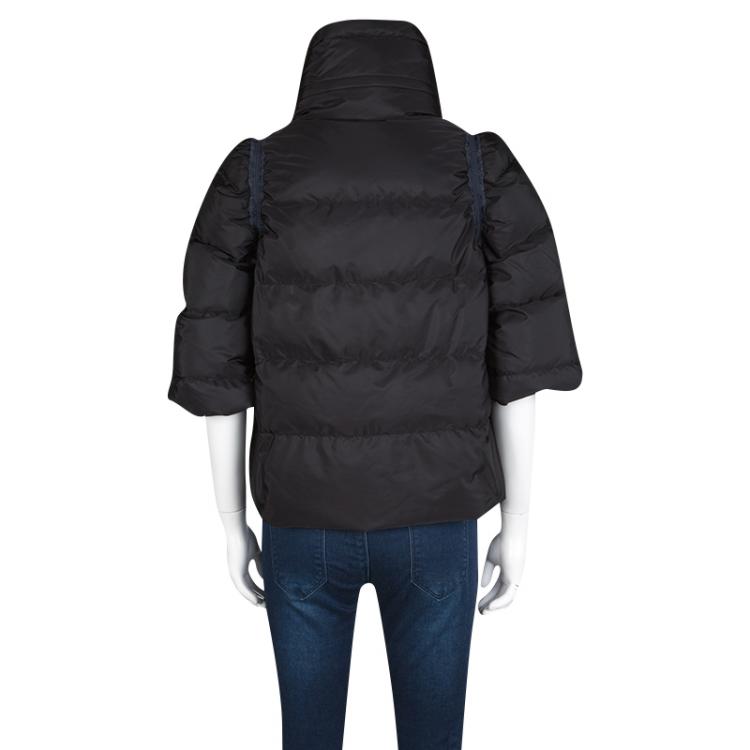 Pre Owned Miu Miu Black Quilted Short Sleeve Zip Front Down Jacket S