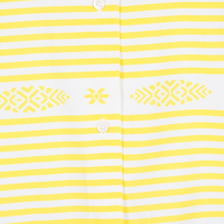 Pre Owned Miu Miu Yellow and White Striped Aztec Print  Sleeveless Cotton Shirt M